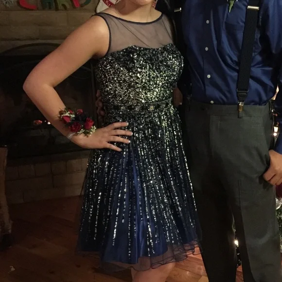 Sherri Hill | Dresses | Short Navy Blue Sequin Sherri Hill Dress